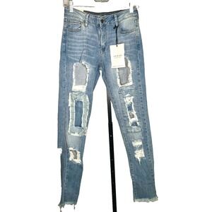 Aphrodite Jeans Women's Size 9 Blue Light‎ Wash Stretchy Patchwork distressed